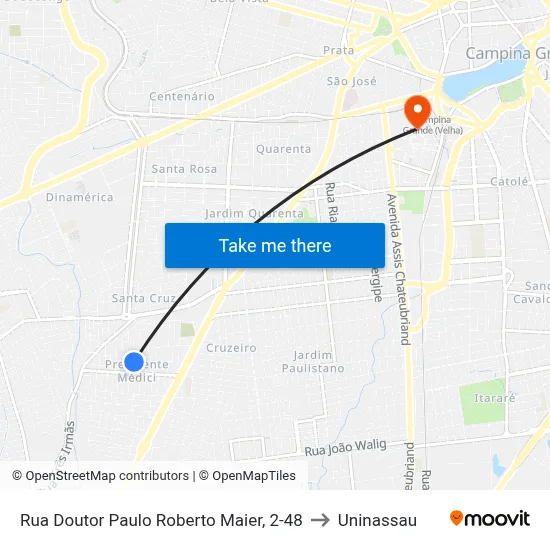 Rua Doutor Paulo Roberto Maier, 2-48 to Uninassau map