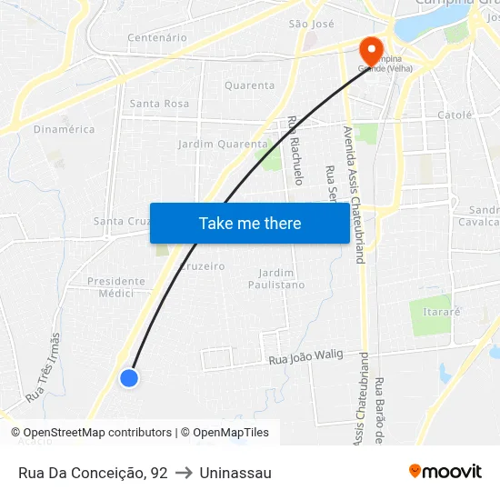Rua Da Conceição, 92 to Uninassau map