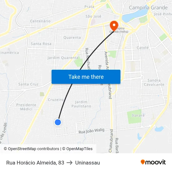 Rua Horácio Almeida, 83 to Uninassau map