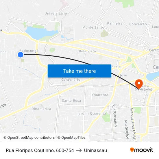 Rua Florípes Coutinho, 600-754 to Uninassau map
