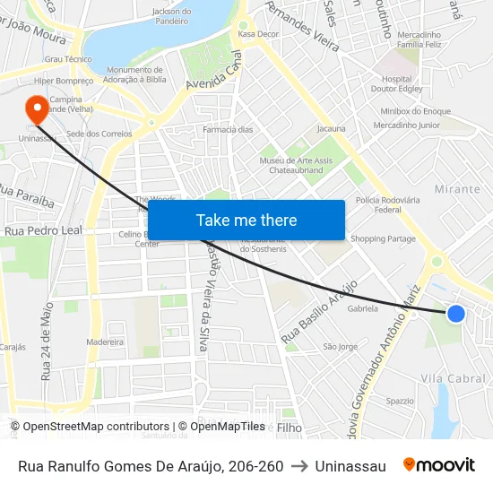 Rua Ranulfo Gomes De Araújo, 206-260 to Uninassau map