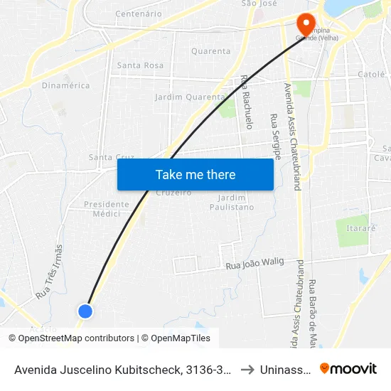 Avenida Juscelino Kubitscheck, 3136-3218 to Uninassau map