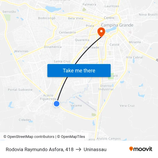 Rodovia Raymundo Asfora, 418 to Uninassau map