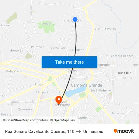 Rua Genaro Cavalcante Queirós, 110 to Uninassau map