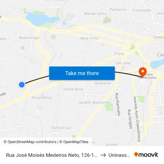 Rua José Moisés Medeiros Neto, 126-176 to Uninassau map