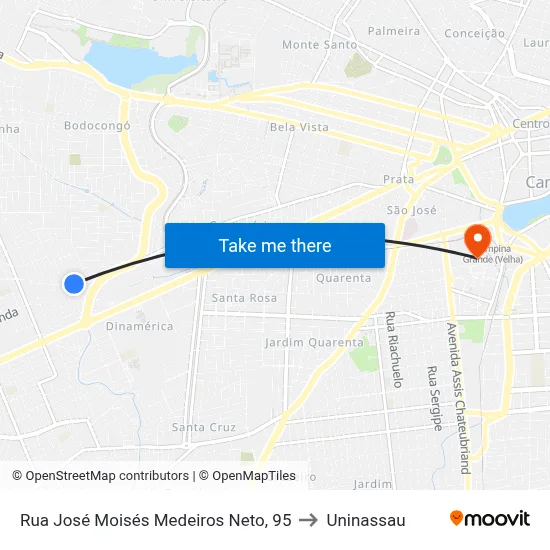 Rua José Moisés Medeiros Neto, 95 to Uninassau map