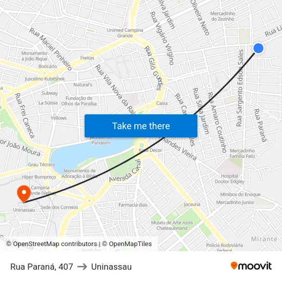 Rua Paraná, 407 to Uninassau map