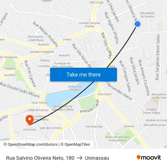 Rua Salvino Oliveira Neto, 180 to Uninassau map