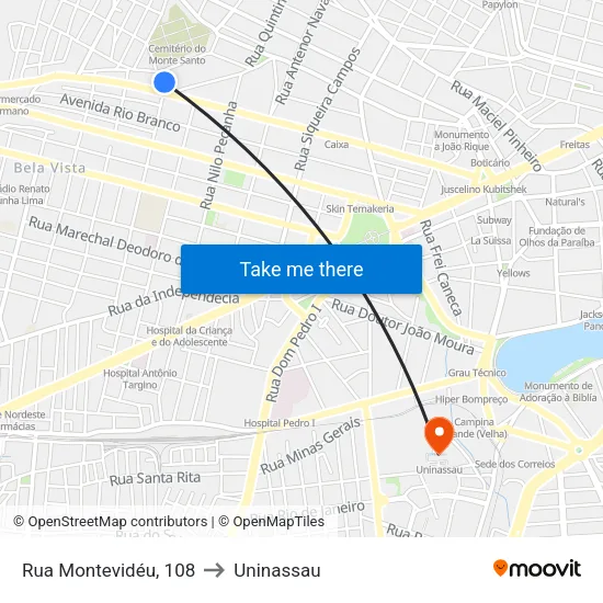 Rua Montevidéu, 108 to Uninassau map