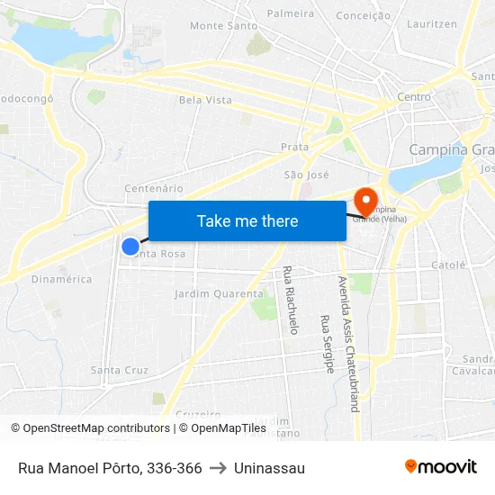 Rua Manoel Pôrto, 336-366 to Uninassau map