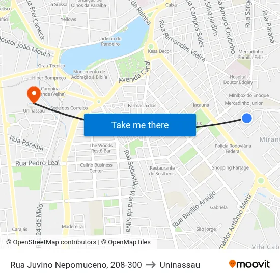 Rua Juvino Nepomuceno, 208-300 to Uninassau map