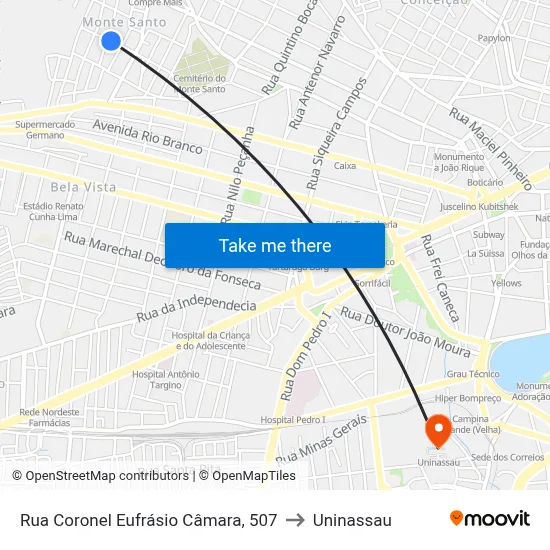 Rua Coronel Eufrásio Câmara, 507 to Uninassau map