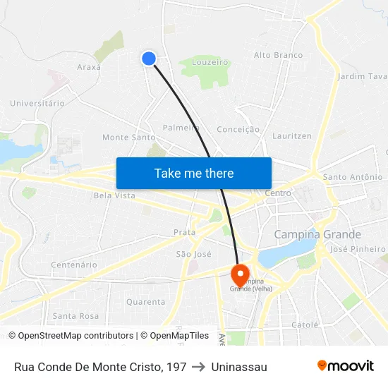 Rua Conde De Monte Cristo, 197 to Uninassau map