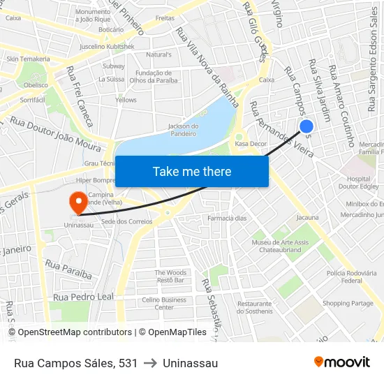 Rua Campos Sáles, 531 to Uninassau map