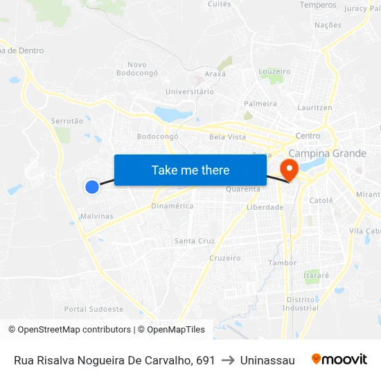Rua Risalva Nogueira De Carvalho, 691 to Uninassau map