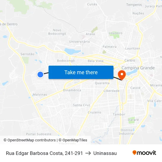 Rua Edgar Barbosa Costa, 241-291 to Uninassau map