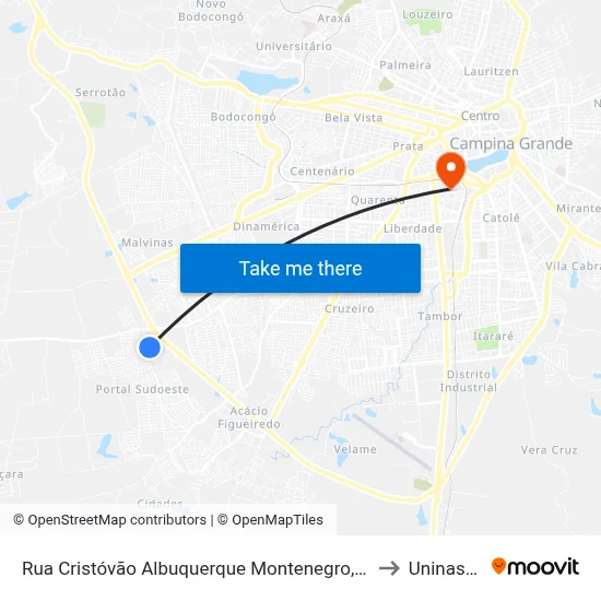 Rua Cristóvão Albuquerque Montenegro, 203-257 to Uninassau map