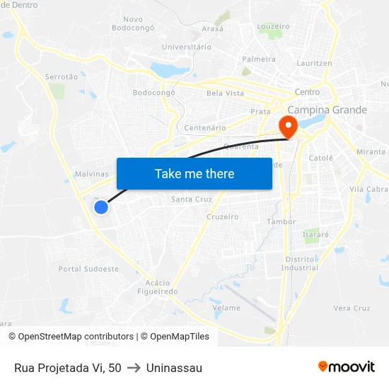 Rua Projetada Vi, 50 to Uninassau map