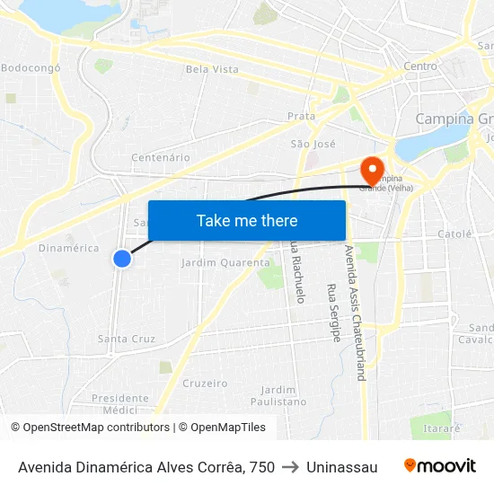 Avenida Dinamérica Alves Corrêa, 750 to Uninassau map