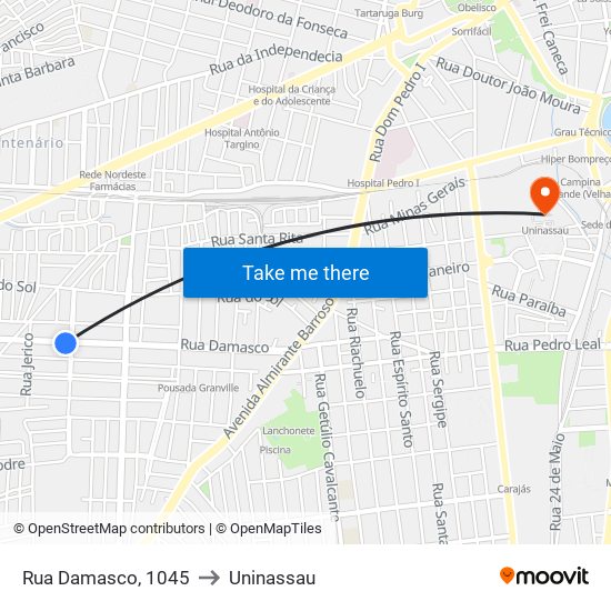 Rua Damasco, 1045 to Uninassau map