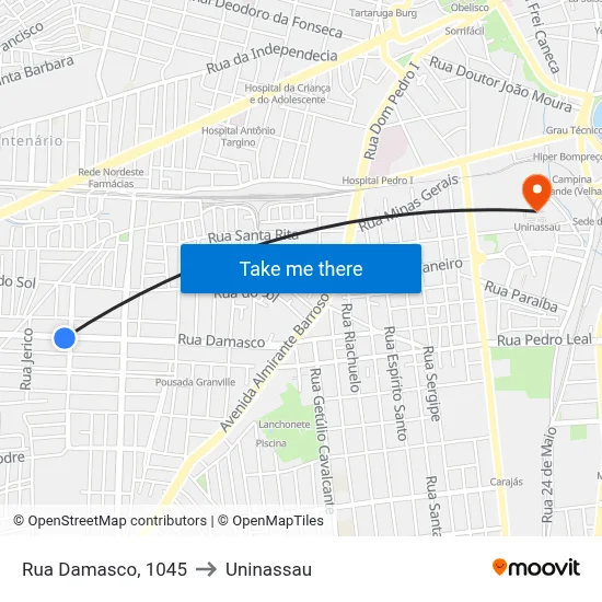 Rua Damasco, 1045 to Uninassau map