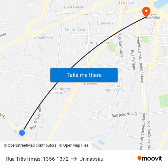 Rua Três Irmãs, 1356-1372 to Uninassau map