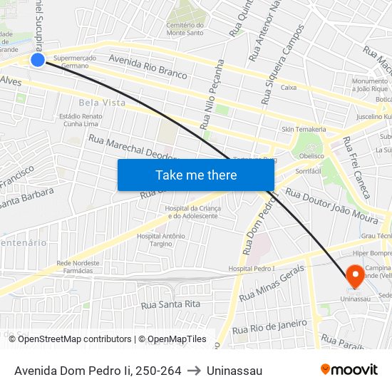 Avenida Dom Pedro Ii, 250-264 to Uninassau map