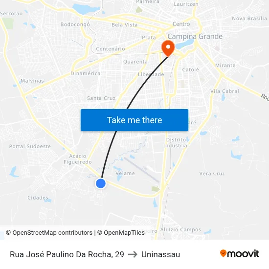 Rua José Paulino Da Rocha, 29 to Uninassau map