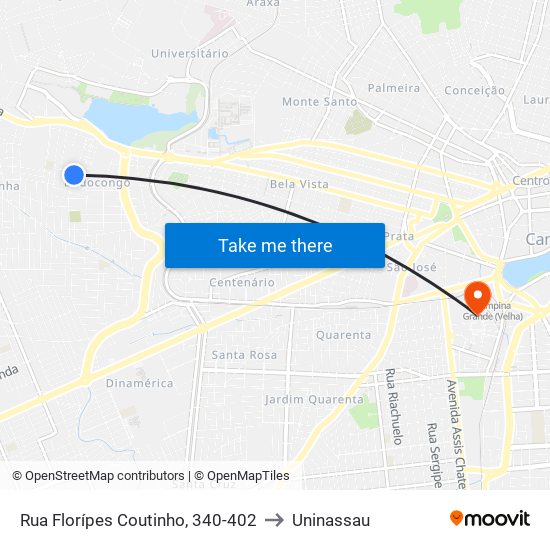 Rua Florípes Coutinho, 340-402 to Uninassau map