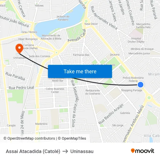 Assai Atacadida (Catolé) to Uninassau map