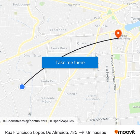 Rua Francisco Lopes De Almeida, 785 to Uninassau map