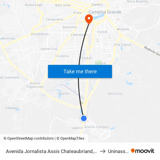 Avenida Jornalista Assis Chateaubriand, 6200 to Uninassau map