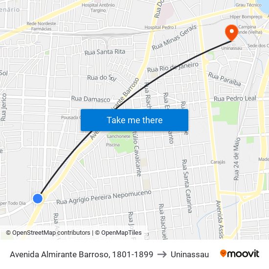 Avenida Almirante Barroso, 1801-1899 to Uninassau map