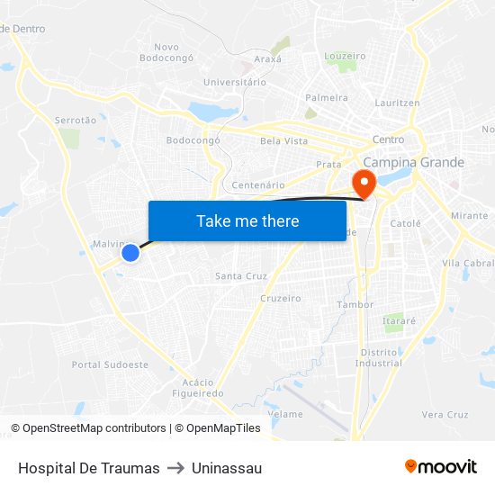 Hospital De Traumas to Uninassau map