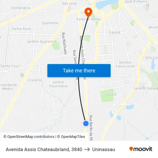 Avenida Assis Chateaubriand, 3840 to Uninassau map