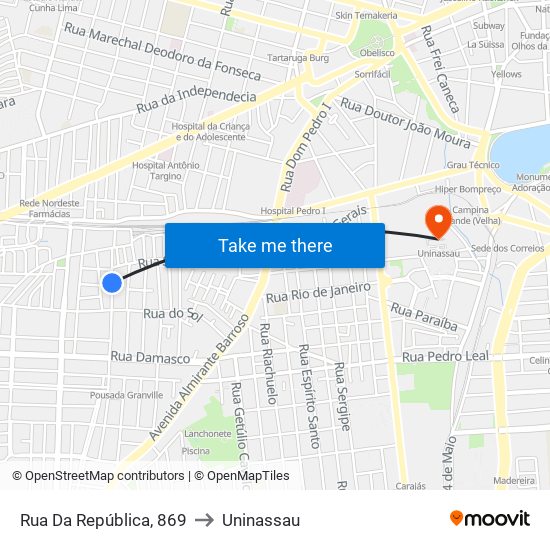 Rua Da República, 869 to Uninassau map