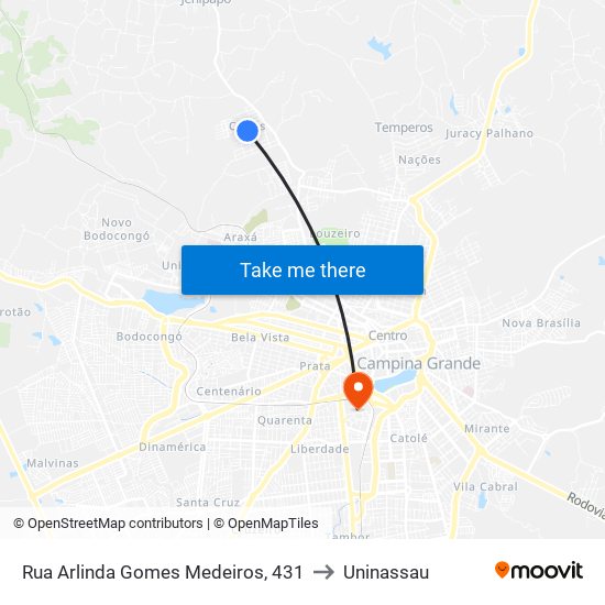 Rua Arlinda Gomes Medeiros, 431 to Uninassau map