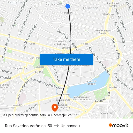 Rua Severino Verônica, 50 to Uninassau map
