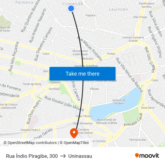 Rua Índio Piragibe, 300 to Uninassau map