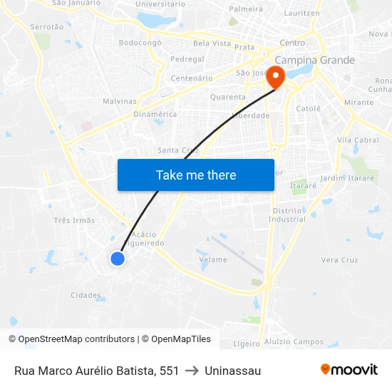 Rua Marco Aurélio Batista, 551 to Uninassau map