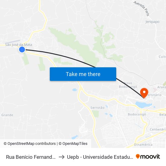 Rua Benício Fernandes, 92-100 to Uepb - Universidade Estadual Da Paraíba map