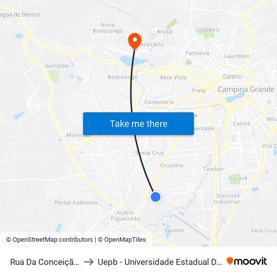 Rua Da Conceição, 810 to Uepb - Universidade Estadual Da Paraíba map