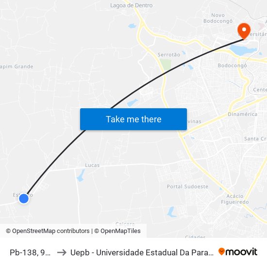 Pb-138, 907 to Uepb - Universidade Estadual Da Paraíba map