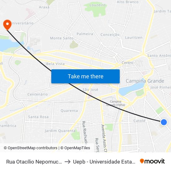 Rua Otacílio Nepomuceno, 847-923 to Uepb - Universidade Estadual Da Paraíba map