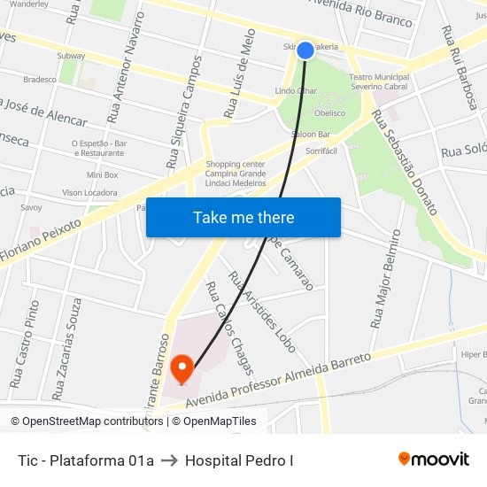 Tic - Plataforma 01a to Hospital Pedro I map