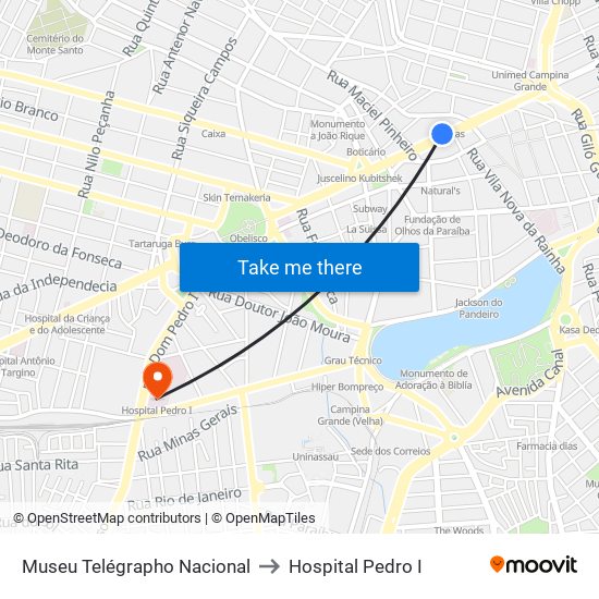 Museu Telégrapho Nacional to Hospital Pedro I map