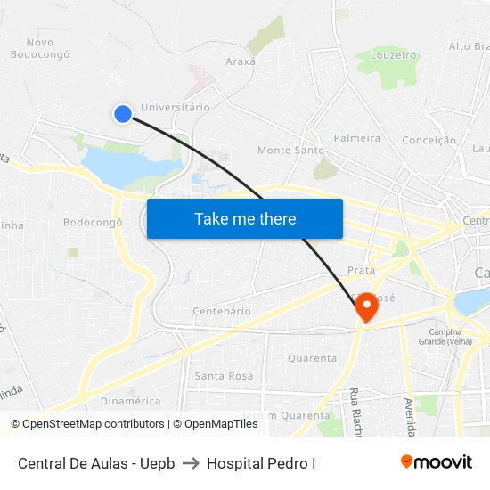 Central De Aulas - Uepb to Hospital Pedro I map