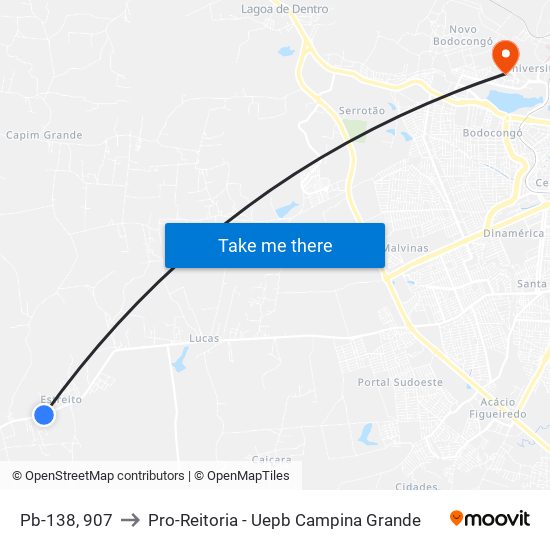 Pb-138, 907 to Pro-Reitoria - Uepb Campina Grande map