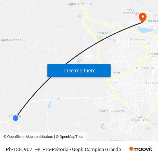 Pb-138, 907 to Pro-Reitoria - Uepb Campina Grande map