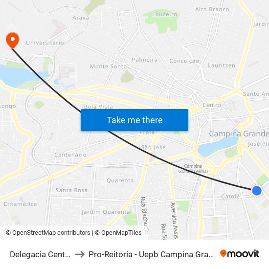 Delegacia Central to Pro-Reitoria - Uepb Campina Grande map